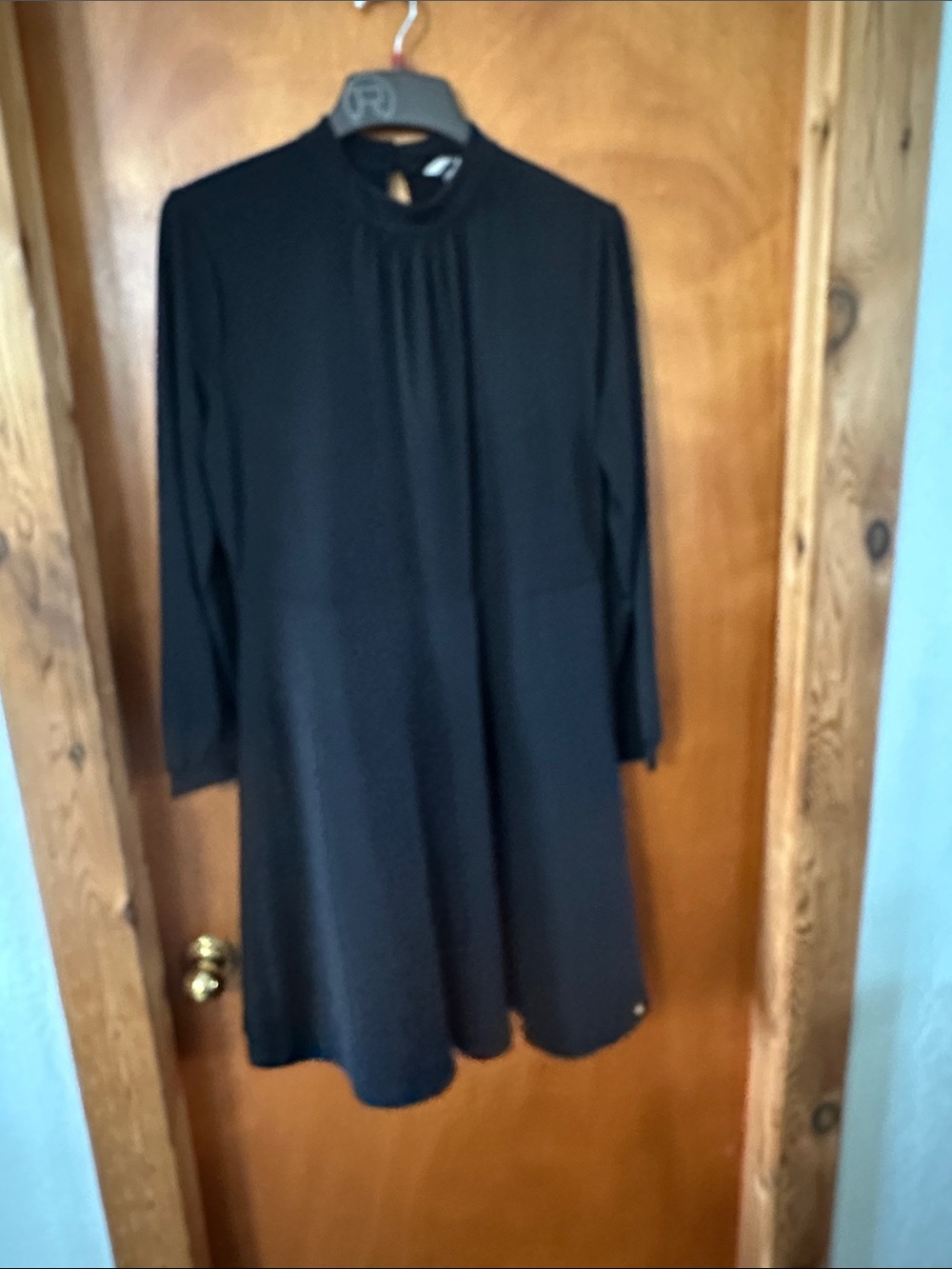 H&M Black Long-Sleeve High-Neck Swing Dress